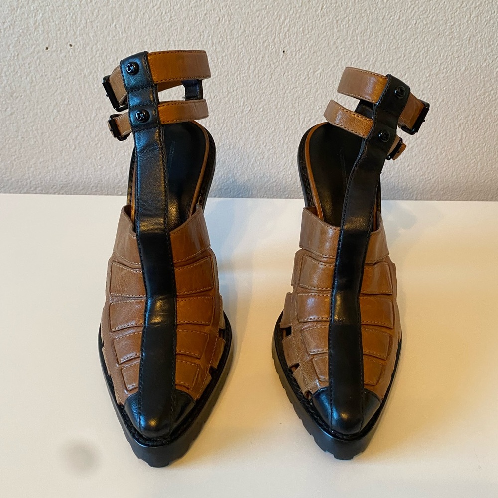 EUC ALEXANDER WANG Abbey High Heel Leather Sandals w/ Ankle Straps SZ 39 / 9 - Picture 3 of 9